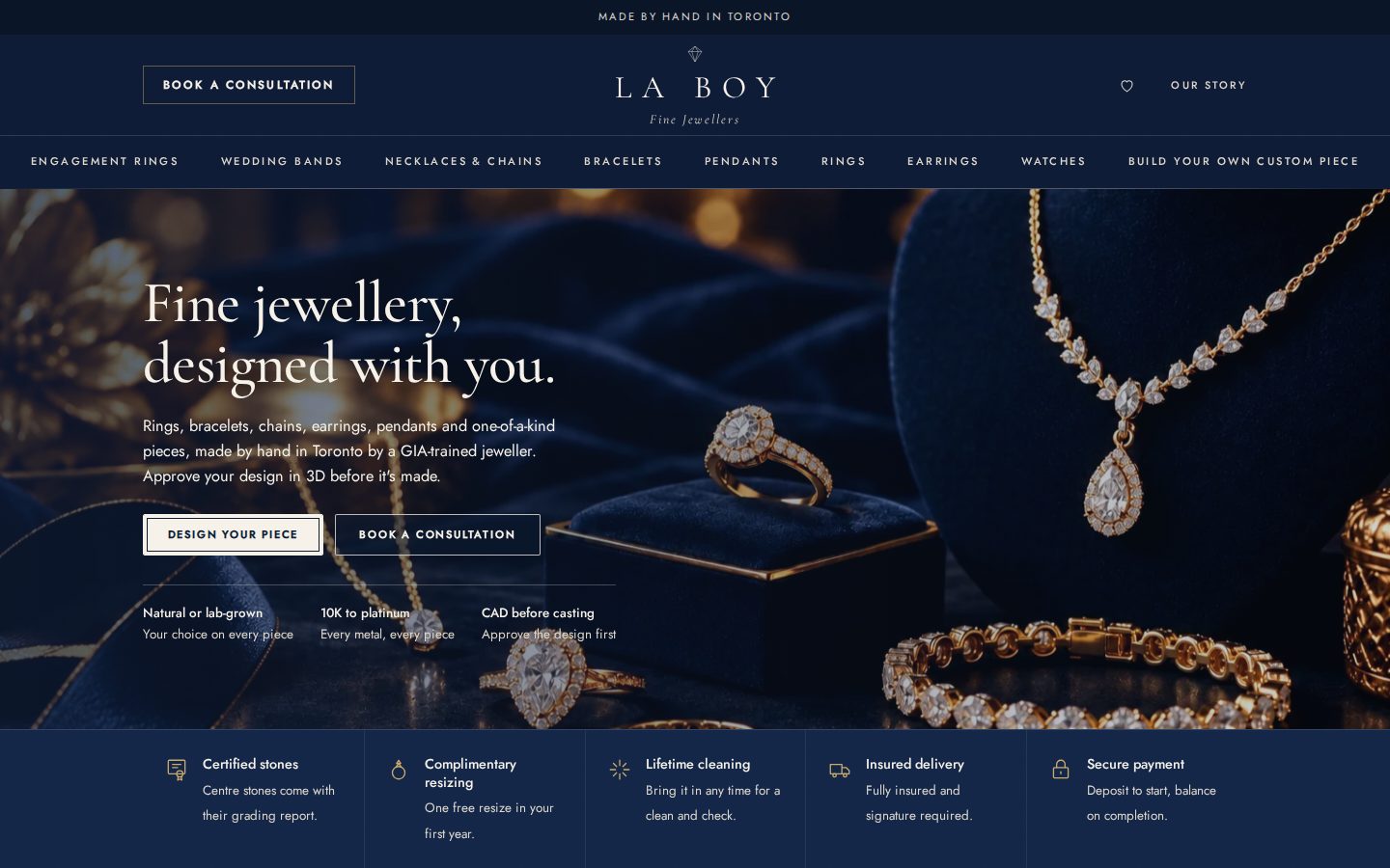 La Boy Jewellers homepage